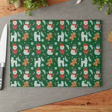 Load image into Gallery viewer, Christmas Poodle Pattern Glass Cutting Board
