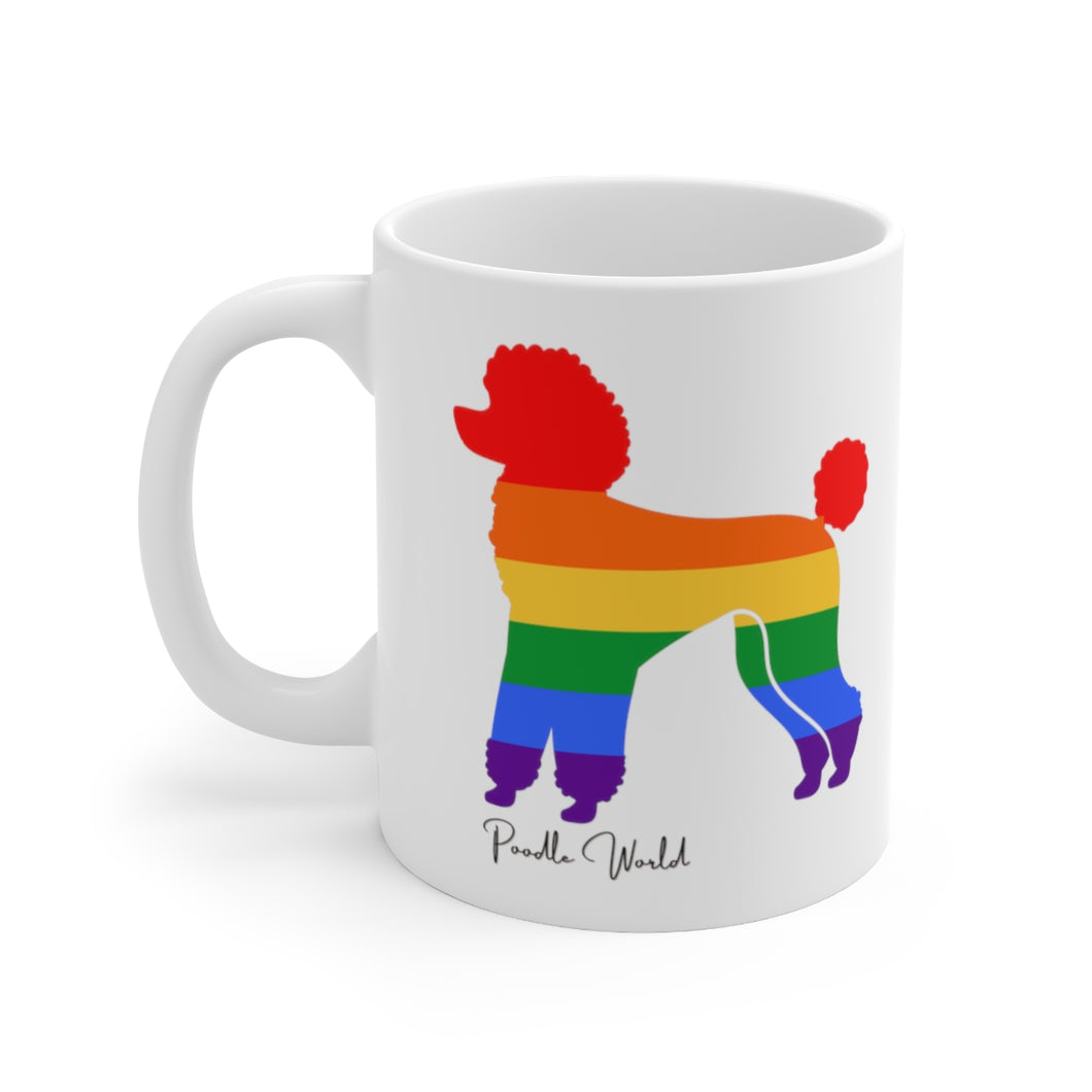 Gay Pride Rainbow Poodle World Ceramic Mug