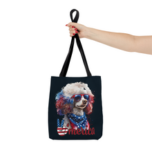 Load image into Gallery viewer, Patriotic Poodle USA Black Tote Bag by Poodle World
