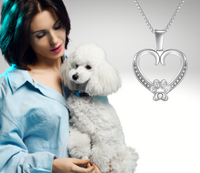 Load image into Gallery viewer, Personalized White Gold Paw Heart Memorial Necklace
