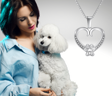 Load image into Gallery viewer, Personalized White Gold Paw Heart Necklace - To a Wonderful Dog Groomer
