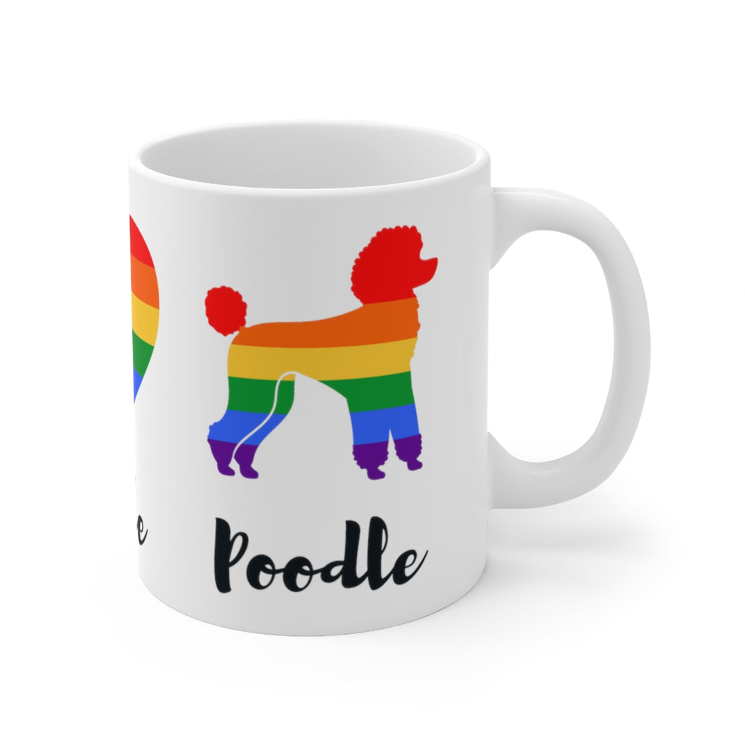 'Peace Pride Poodle' Rainbow Poodle World Ceramic Mug