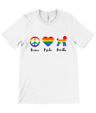 Load image into Gallery viewer, &#39;Peace Pride Poodle&#39; Unisex Short Sleeve Poodle World Rainbow T-Shirt
