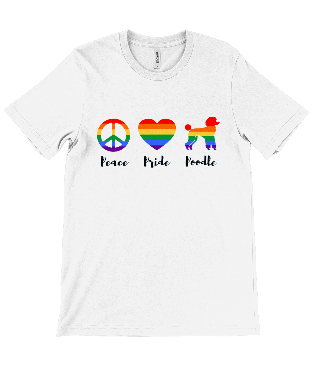 'Peace Pride Poodle' Unisex Short Sleeve Poodle World Rainbow T-Shirt