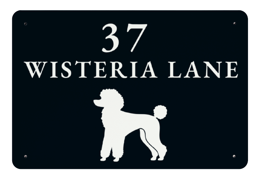Personalised Metal House Address Poodle Sign