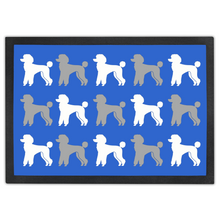 Load image into Gallery viewer, Poodle Pattern Blue Door Mat by Poodle World
