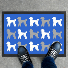 Load image into Gallery viewer, Poodle Pattern Blue Door Mat by Poodle World
