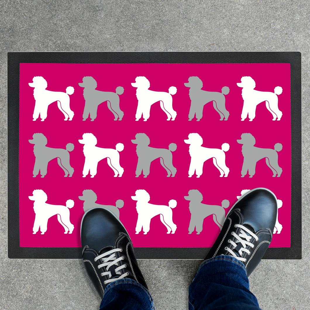 Poodle Pattern Pink Door Mat by Poodle World