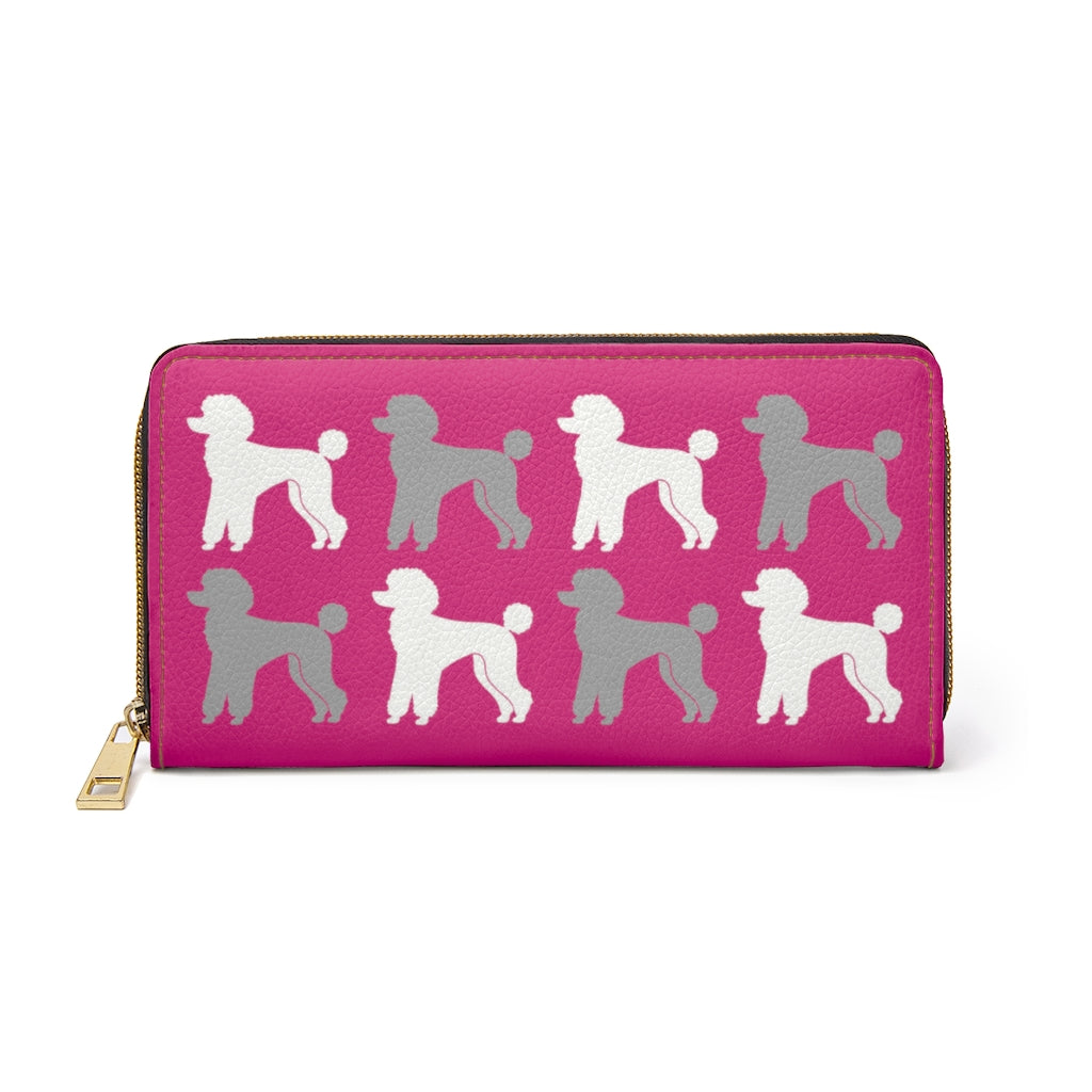 Poodle Pattern Pink Zipper Wallet by Poodle World