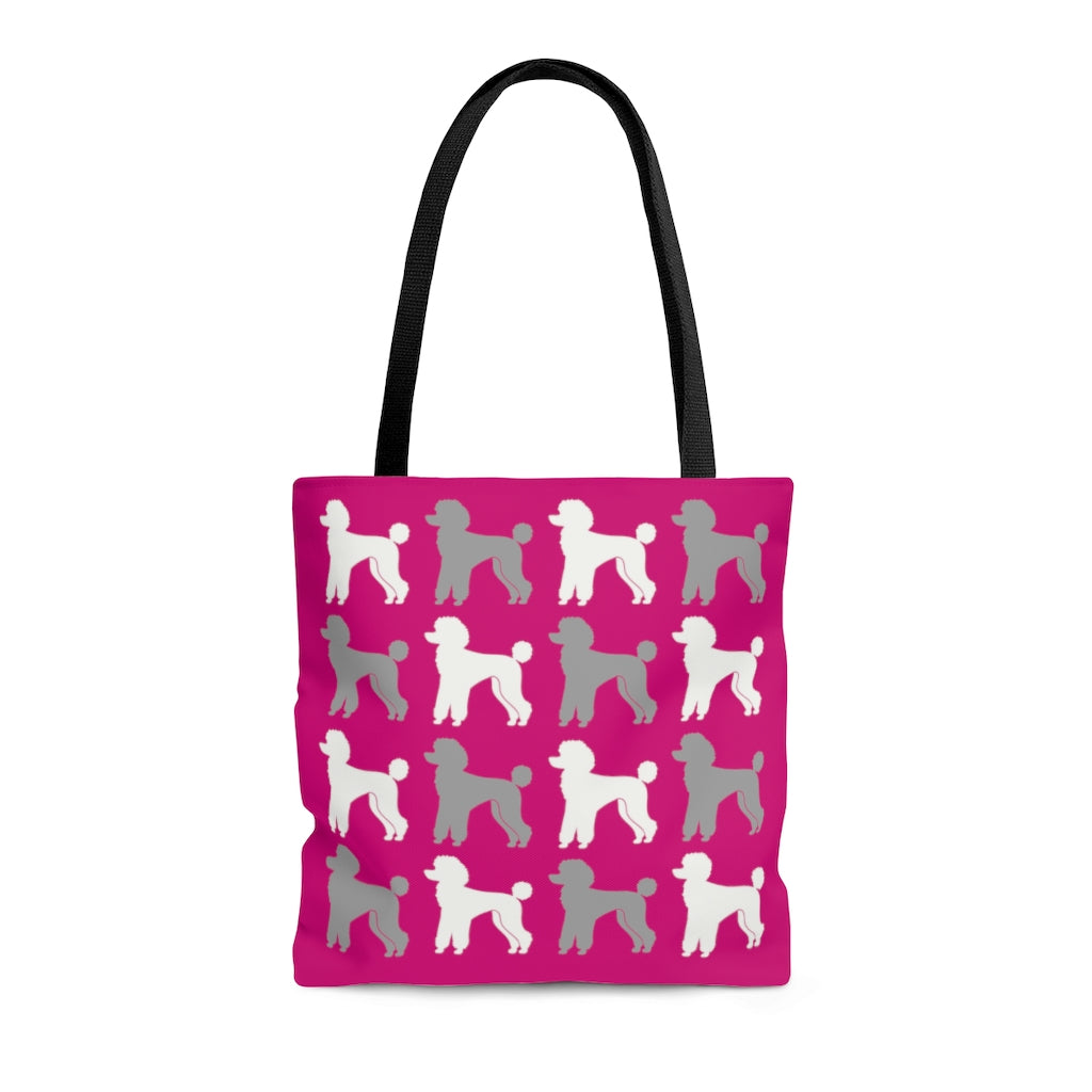 Poodle Pattern Pink Tote Bag by Poodle World