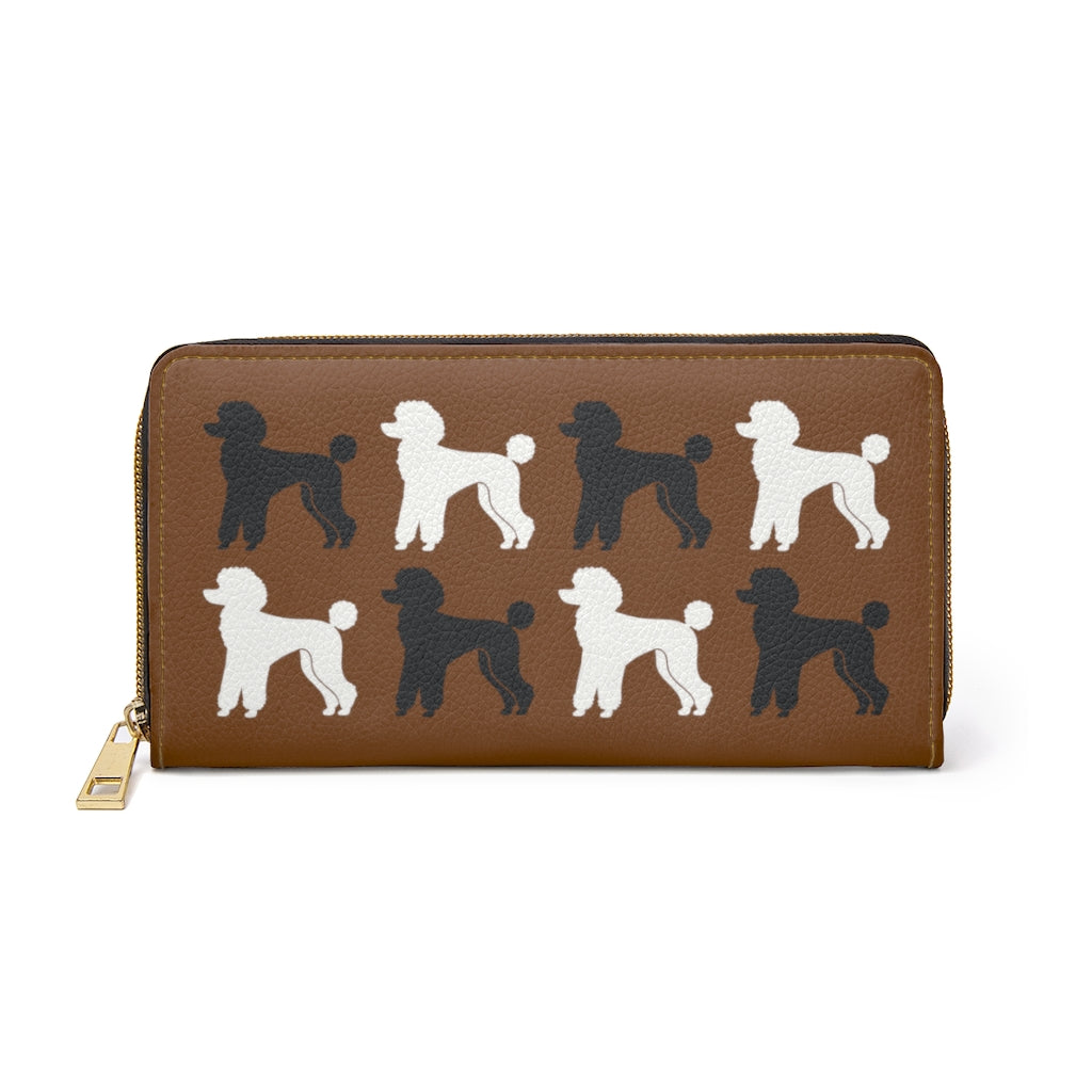 Poodle Pattern Brown Zipper Wallet by Poodle World