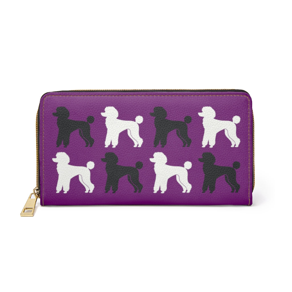 Poodle Pattern Purple Zipper Wallet by Poodle World